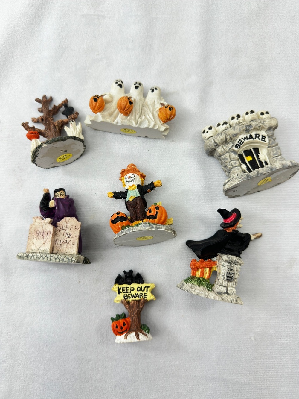 Vintage 90s Haunted Haven Harvest Miniature Halloween Figures Spooky Skull Small